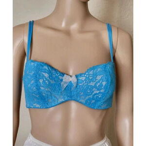 B.tempt'd Ciao Bella underwire Balconette Bra 36C Blue Lace 953144